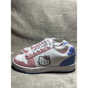 Hello Kitty Sneakers Women's Size 7 White Low Top Graphic Pink Sanrio